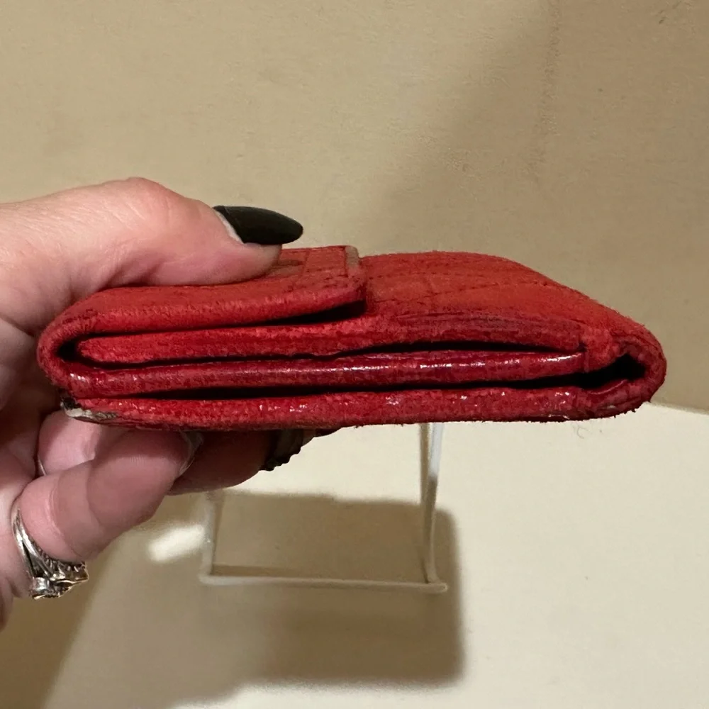 Christian Dior Vintage Red Cannage Bifold Wallet